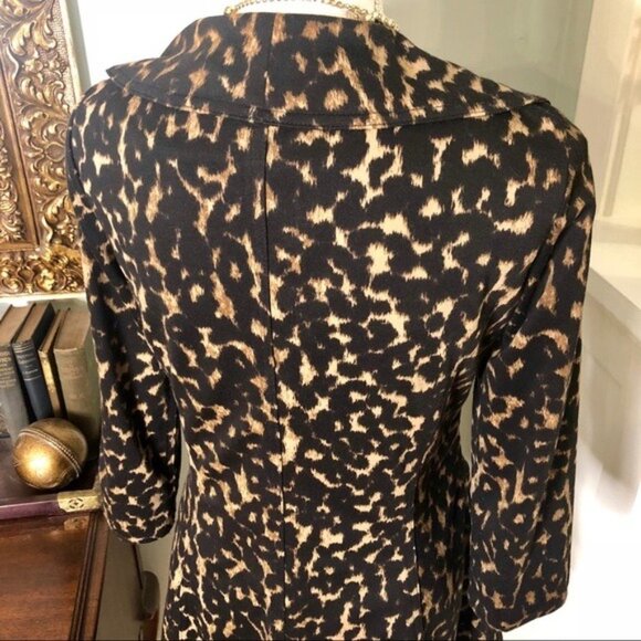 Calvin Klein Animal Print Ruffled Jacket Tan Black 4 Small - Picture 8 of 10